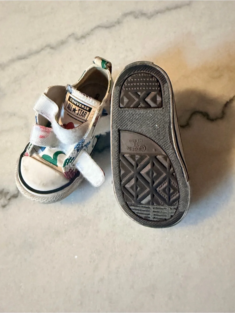 Converse Kids White Canvas Sneakers with Sea Monsters Print